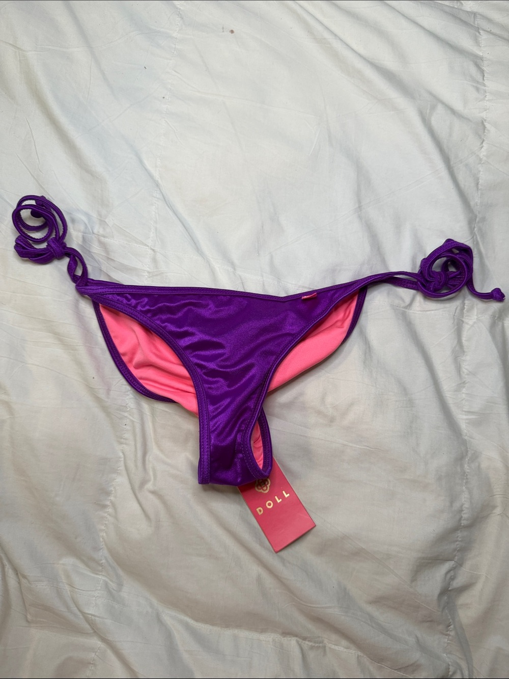 Doll Swimwear Solid Purple Single Rise Scrunch Bikini Bottoms – Size Small